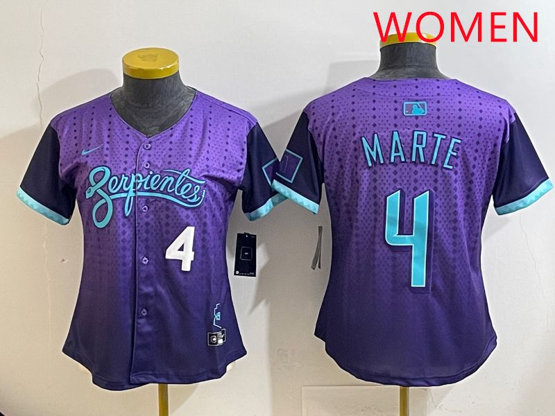 Women Arizona Diamondback 4 Marte Purple Joint Name 2025 Nike MLB Jersey style 33